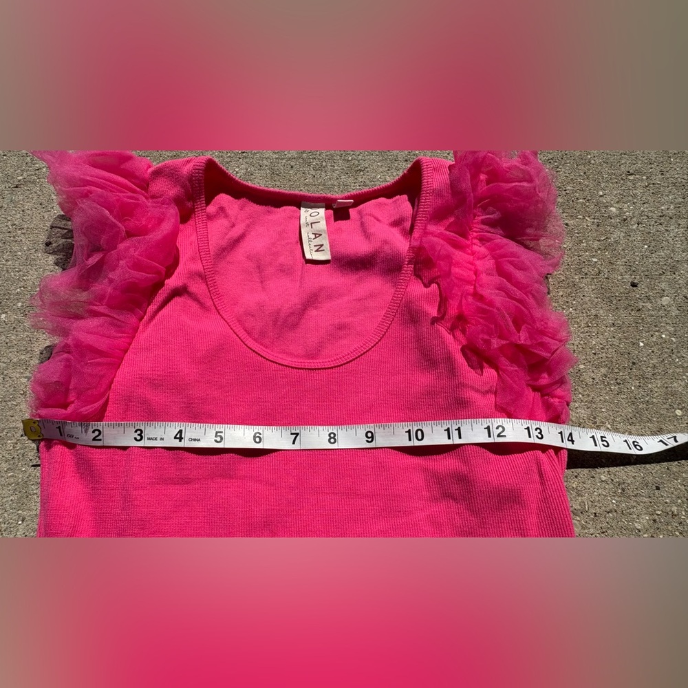 Dolan | Hot Pink | Kids | Tank Top | Ruffle Sleeves | Size Small - Picture 5 of 6